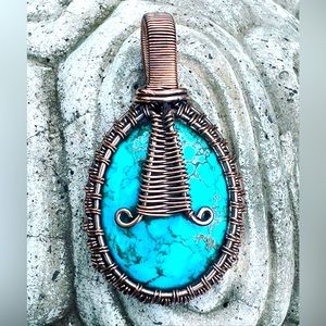 Turquoise Copper wired pendant
